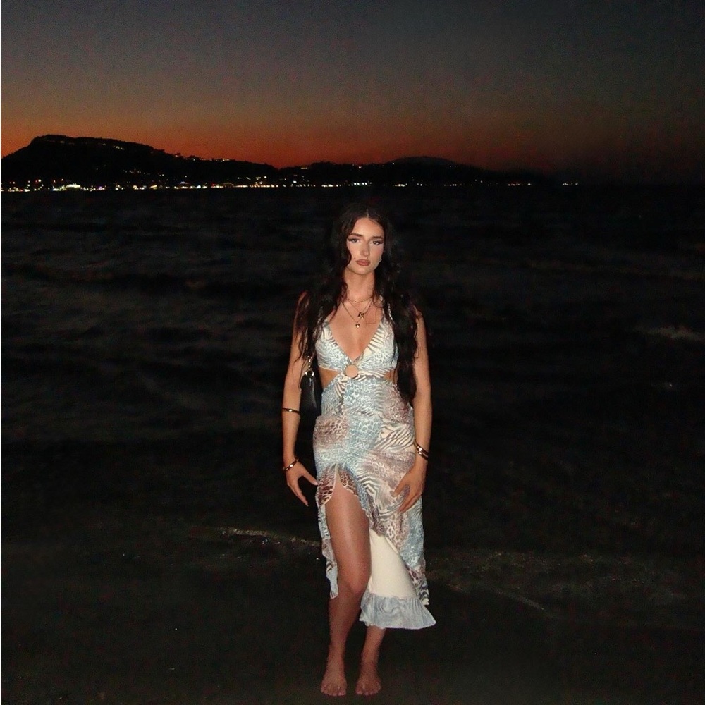 High Slit Ruffle Hem Dress - Picture 3 of 7
